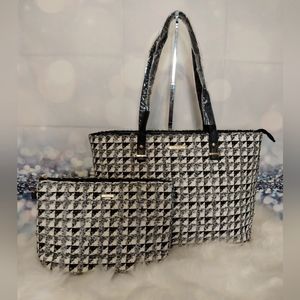 NWOT Elim & Paul Tweed Tote w/ Makeup Bag